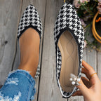 Damen Ballerinas mit kreativem Hahnentrittmuster und flexiblem Fußbett R&B