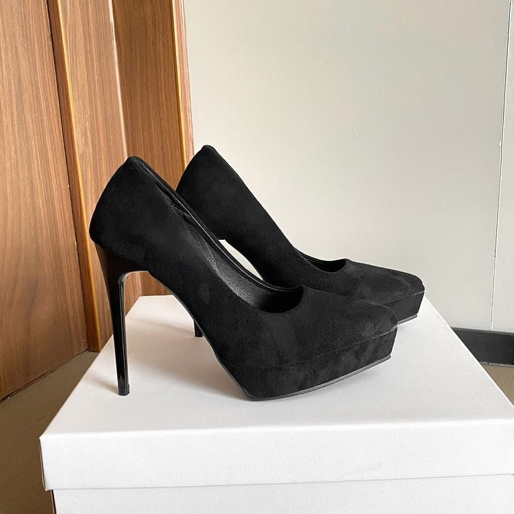 Damen elegante Pumps mit plateauförmiger Sohle R&B