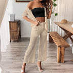 Damen luftiges Netz-Set mit knöpfbarem Cardigan R&B