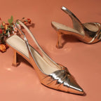 Damen elegante Slingback-Pumps mit metallic glänzendem Obermaterial R&B