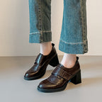 Damen modische Halbschuhe mit breitem Klettverschluss R&B