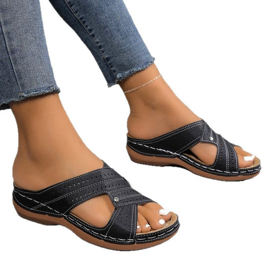 Damen Komfortable Riemchen-Sandalen mit atmungsaktiver Oberflächenstruktur R&B