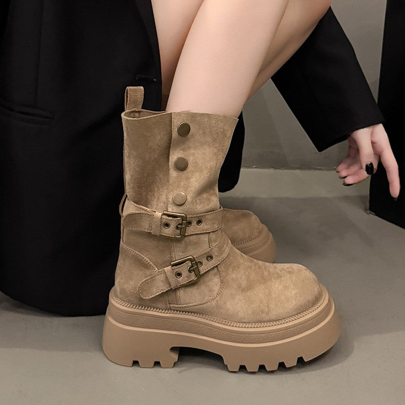 Damen Stiefeletten mit stylishen Schnallen und rutschfester Sohle R&B