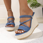 Damen Wedge-Pantoletten mit geflochtenem Absatz R&B