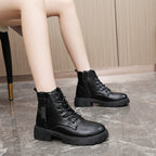Damen Modische Halbstiefel mit praktischer Schnürung und robustem Reißverschluss R&B