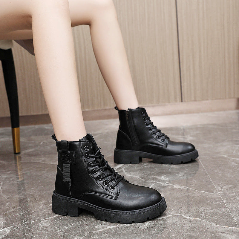 Damen Modische Halbstiefel mit praktischer Schnürung und robustem Reißverschluss R&B