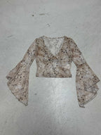 Damen Wickeloberteil mit voluminösen Ärmeln und floralem Print R&B
