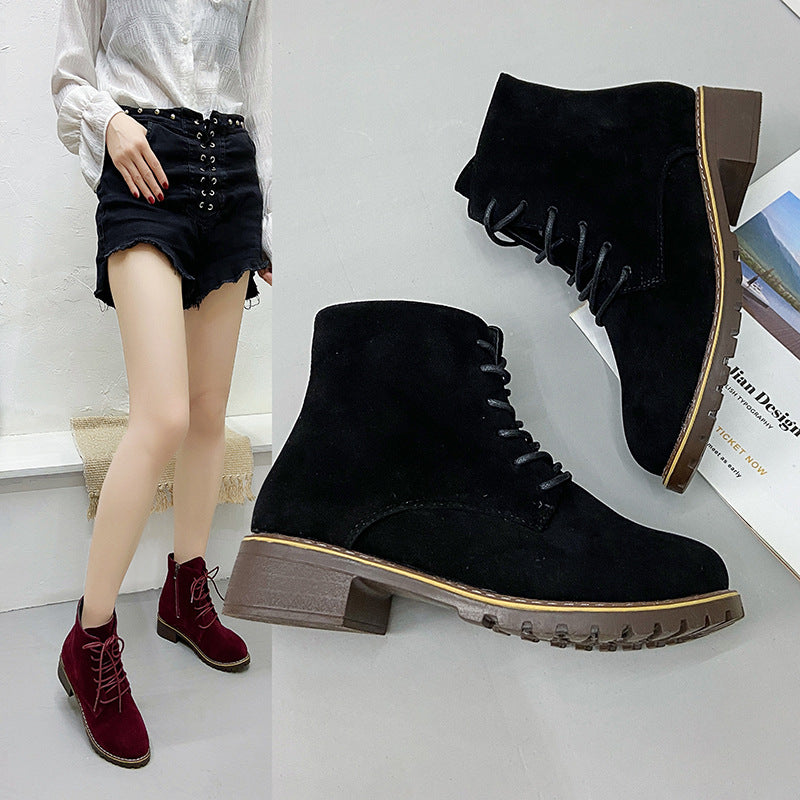 Damen modische Ankle-Stiefel aus Wildleder mit zusätzlichem Reißverschluss und leichter Profilsohle R&B