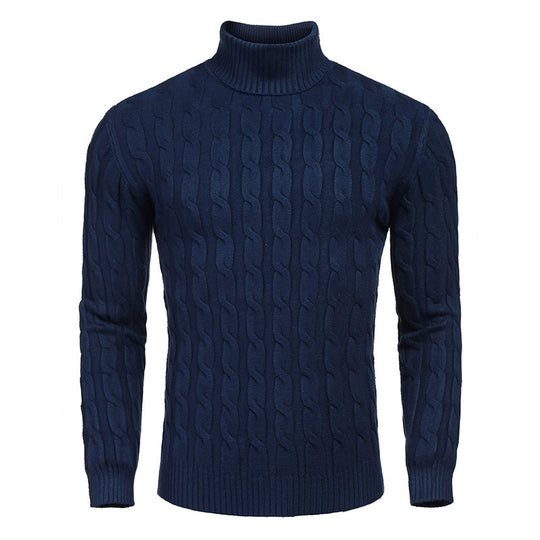 Herren modischer Rollkragenpullover mit Zopfmuster R&B