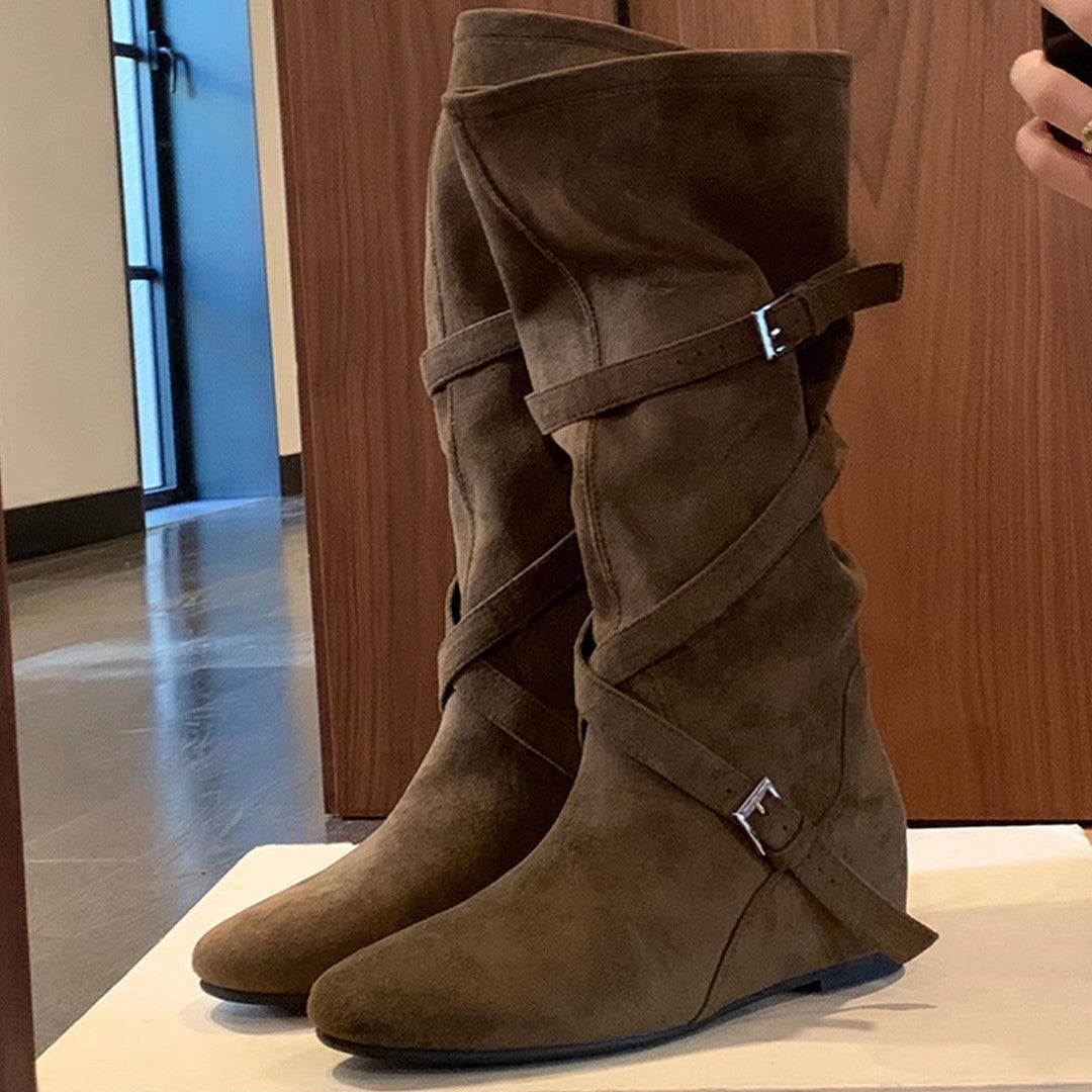 Damen Elegante Stiefel mit verstellbarem Riemen und komfortablem Fußbett R&B