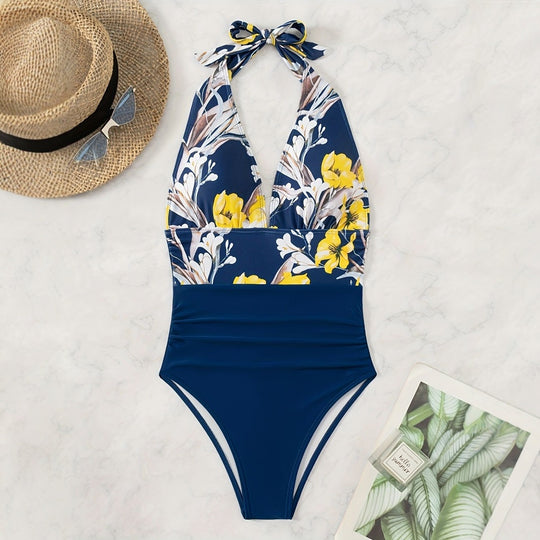 Damen Hochgeschnittener Floral Badeanzug R&B