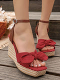 Damen Wedge-Sandaletten mit dekorativem Schleifen-Design und komfortablem Fußbett R&B