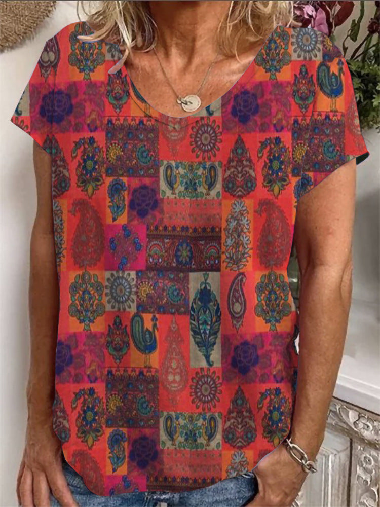 Damen Lockere Bluse mit buntem Paisleymuster R&B