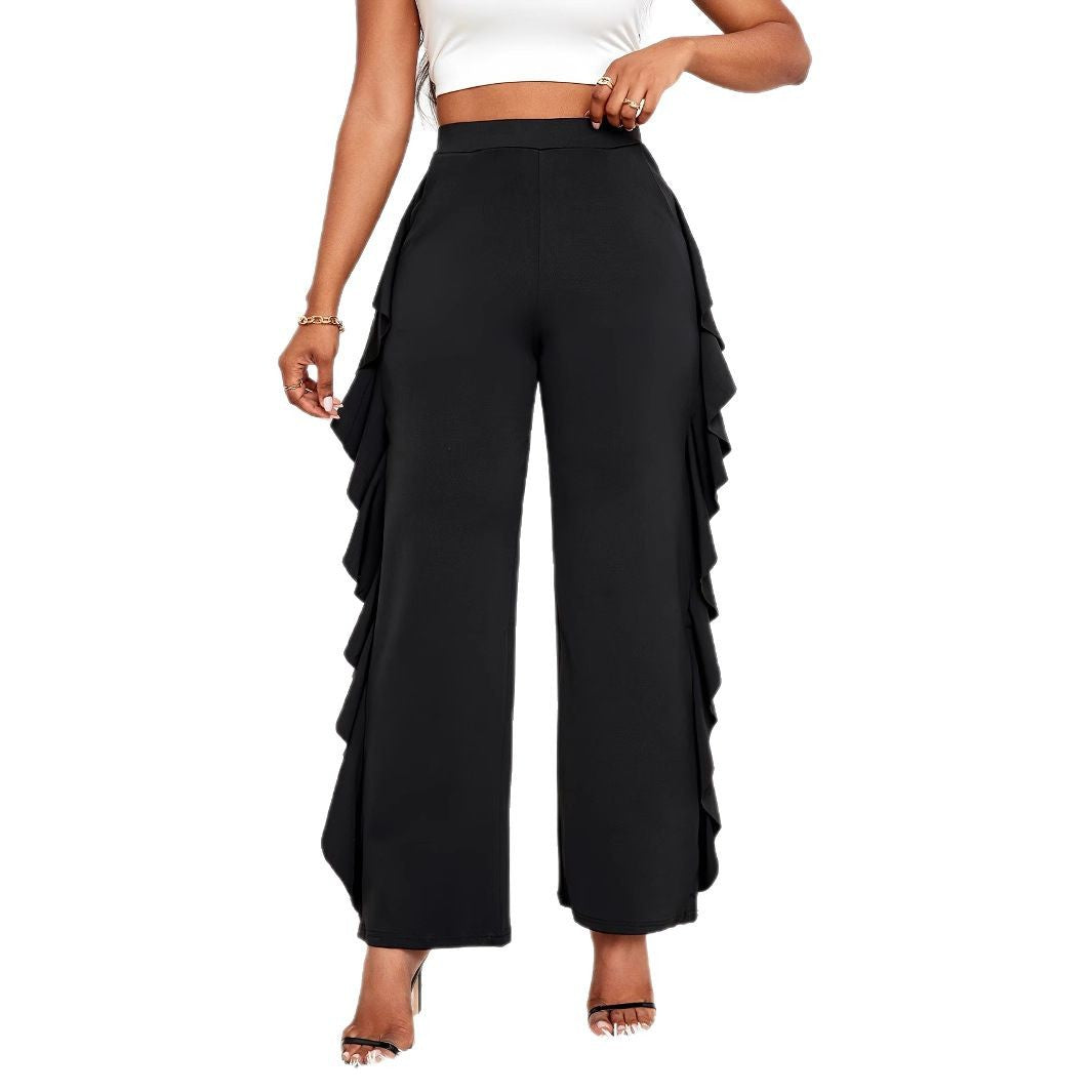 Damen Fließende Palazzo-Hose mit Rüschendetails R&B