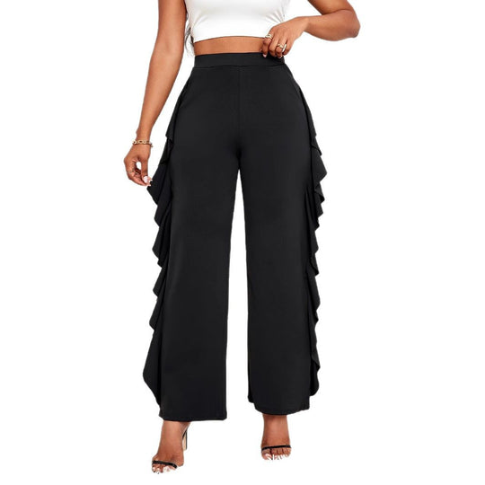 Damen Fließende Palazzo-Hose mit Rüschendetails R&B