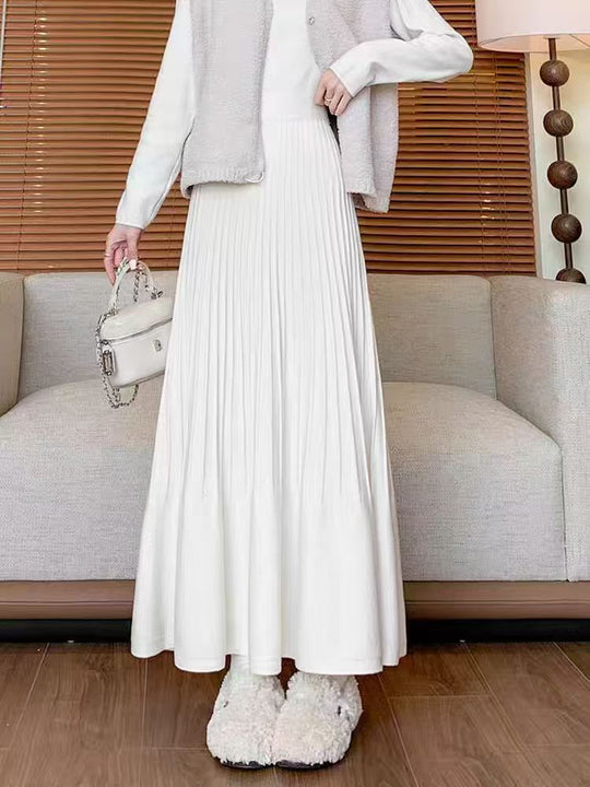 Damen eleganter Faltenrock mit hohem Bund R&B