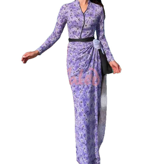 Damen elegantes Strandkleid mit floralem Muster R&B
