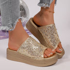 Damen Glitzernde Plattform-Sandalen