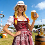 Damen nan traditionelles Dirndlkleid mit geschnürter Miederfront, Rüschenbluse und Spitzenapplikation R&B