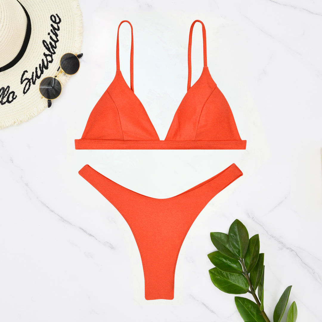 Damen Triangel-Bikini mit verstellbaren Trägern und minimalistischem Design R&B