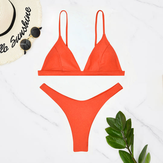 Damen Triangel-Bikini mit verstellbaren Trägern und minimalistischem Design R&B