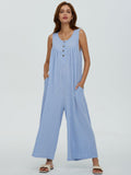 Damen Luftige Jumpsuit mit Knopfdetails und Taschen R&B