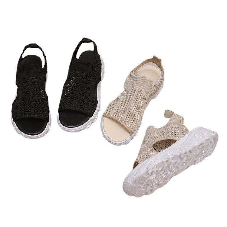 Damen Atmungsaktive Sport-Sandalen mit flexiblem Strickdesign und rutschfester Sohle R&B