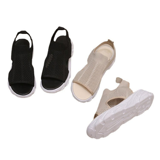 Damen Atmungsaktive Sport-Sandalen mit flexiblem Strickdesign und rutschfester Sohle R&B