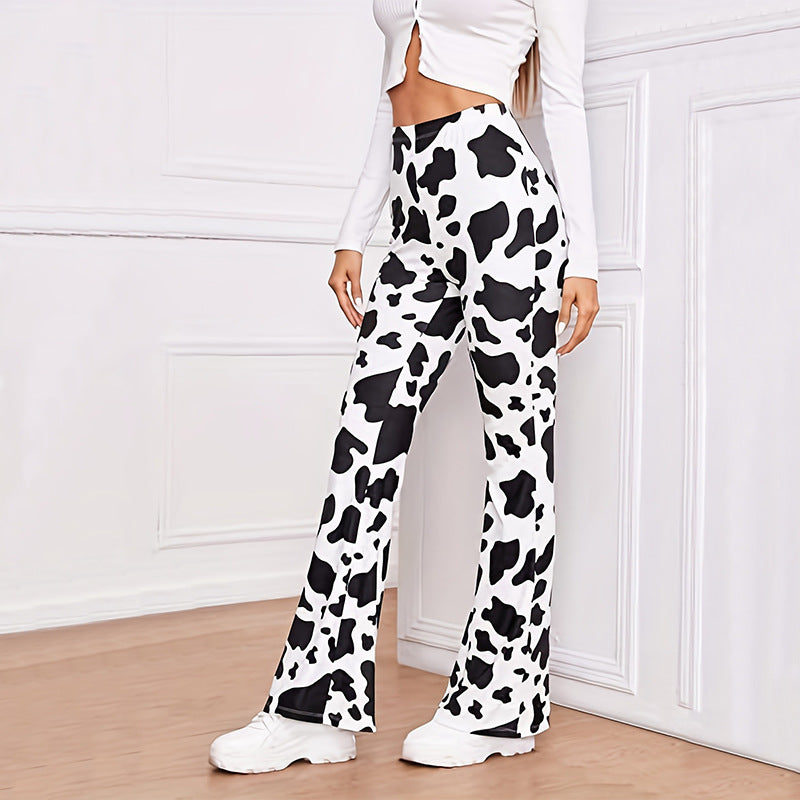 Damen Flared-Leggings mit tierischem Muster R&B