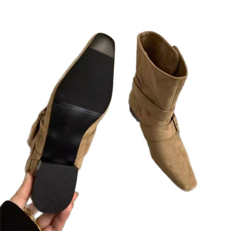 Damen elegante Stiefeletten mit modischem Schnallenverschluss R&B