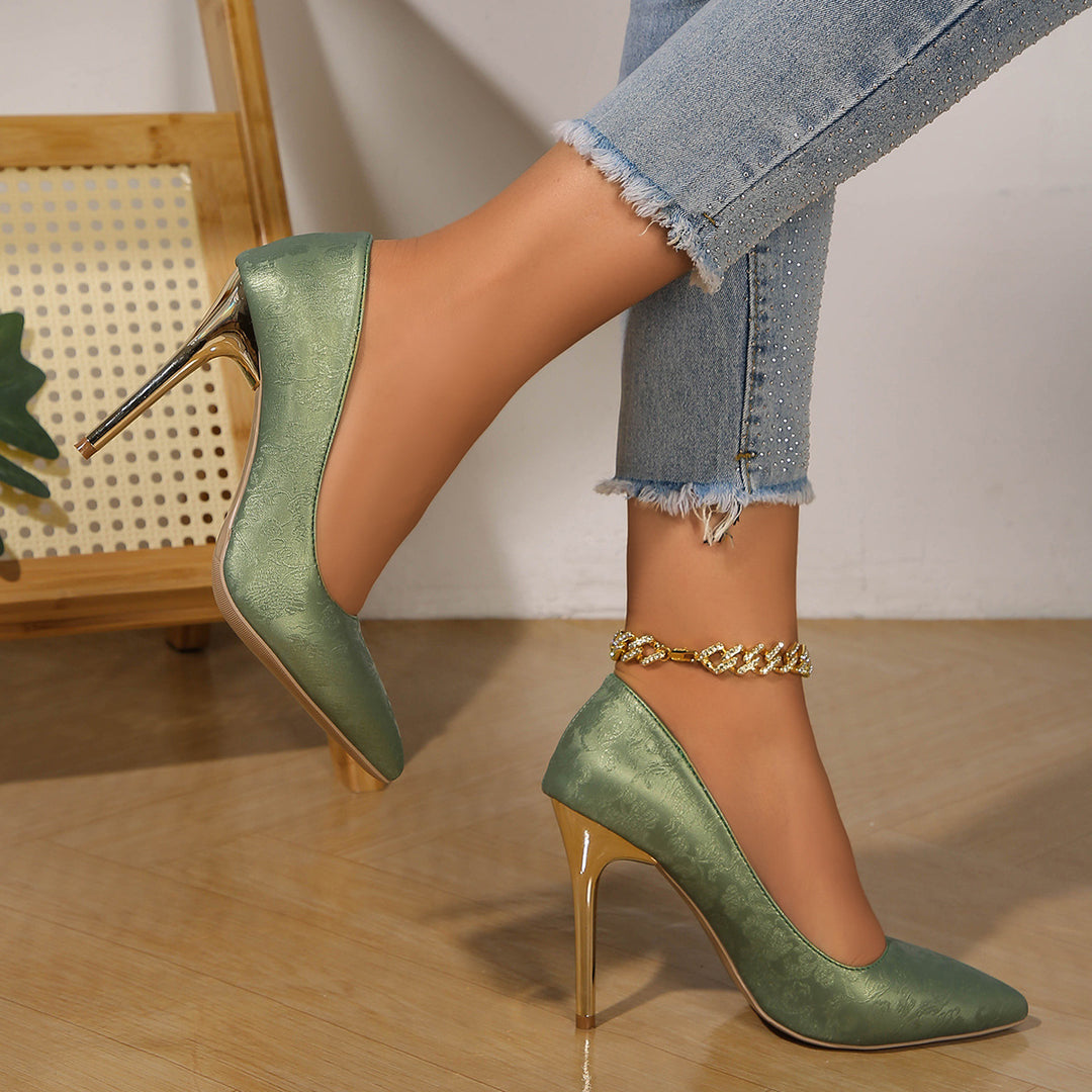 Damen klassische High Heels mit filigranem Design und Glanz-Akzenten R&B