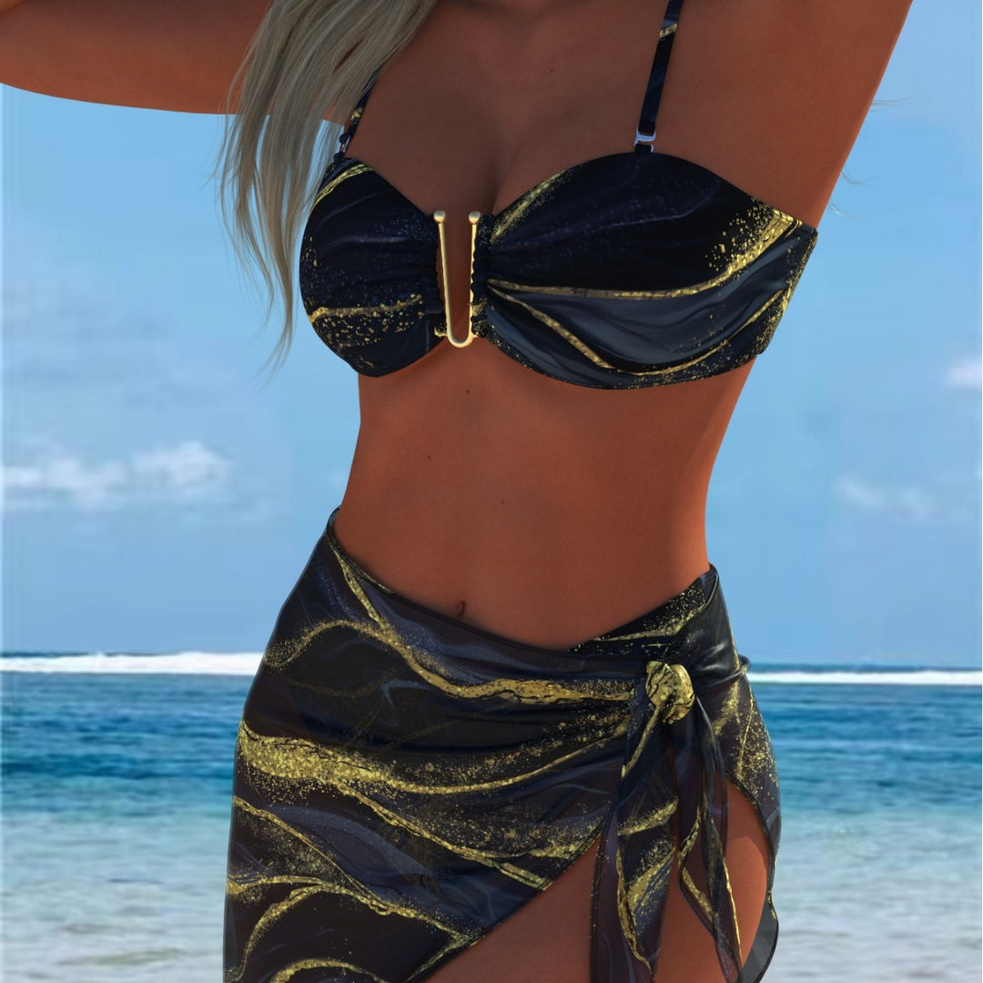 Damen Bikini-Set mit elegantem Balconette-Oberteil und modischem Wickelrock R&B