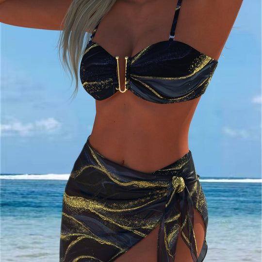 Damen Bikini-Set mit elegantem Balconette-Oberteil und modischem Wickelrock R&B