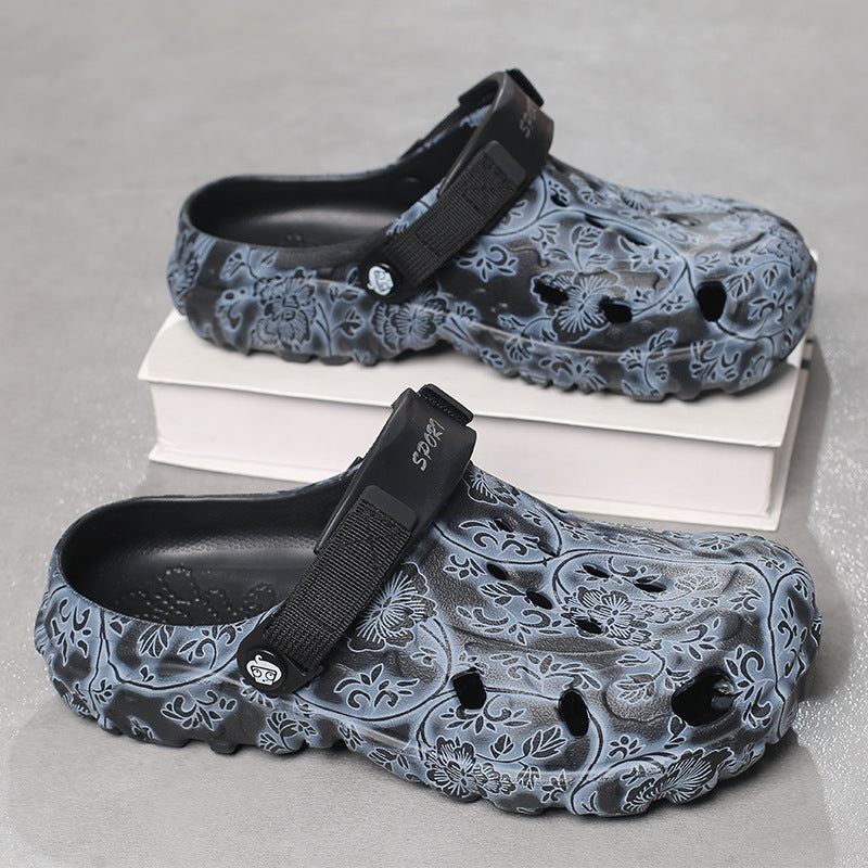 Damen Komfortable Clogs mit verstellbarem Riemen und floralem Design R&B