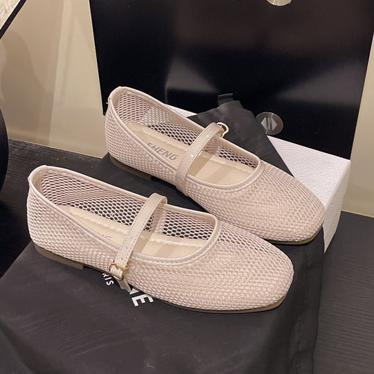 Damen Bequeme Mesh-Ballerinas mit verstellbarem Riemchen R&B