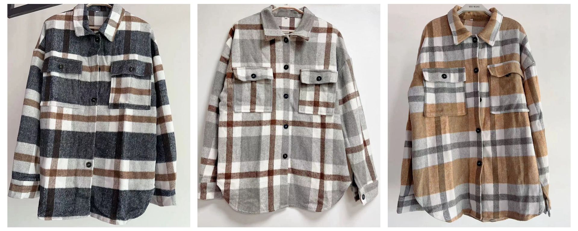 Damen Karierte Flanelljacke mit Lässigem Schnitt und Aufgesetzten Taschen R&B