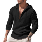 Herren nan lässiges Kapuzenshirt mit Knopfleiste und schmaler Passform R&B