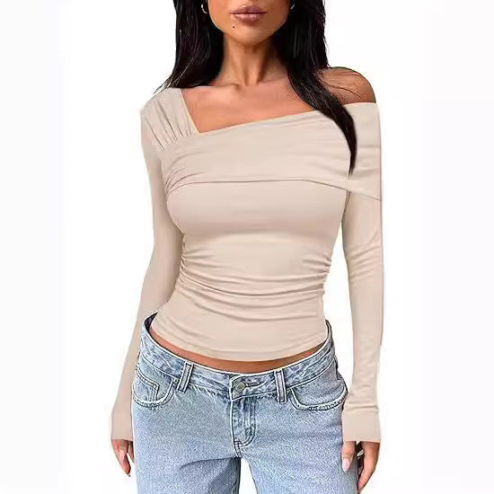 Damen Wickelshirt mit asymmetrischem Ausschnitt und raffiniertem Stretch R&B