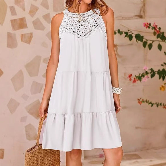 Damen luftiges Sommerkleid mit detaillierter Häkelspitze R&B