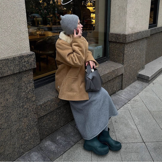 Damen Oversized Kunstfelljacke im lässigen Schnitt R&B