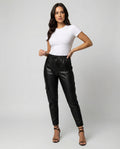 Damen Slim Fit Kunstlederhose