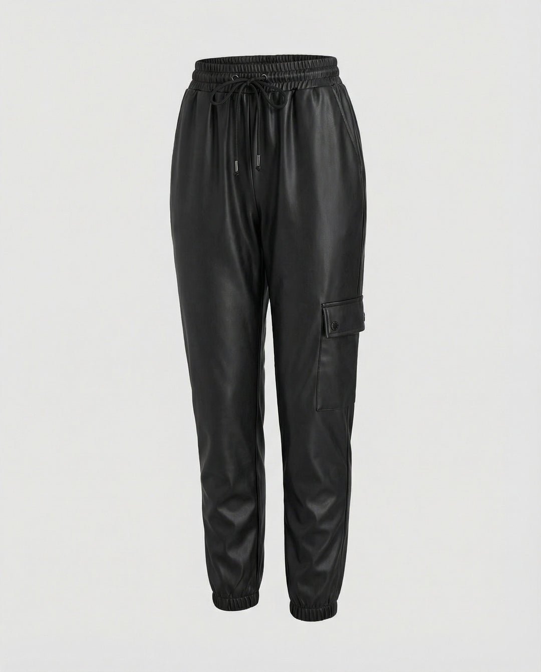 Damen Slim Fit Kunstlederhose
