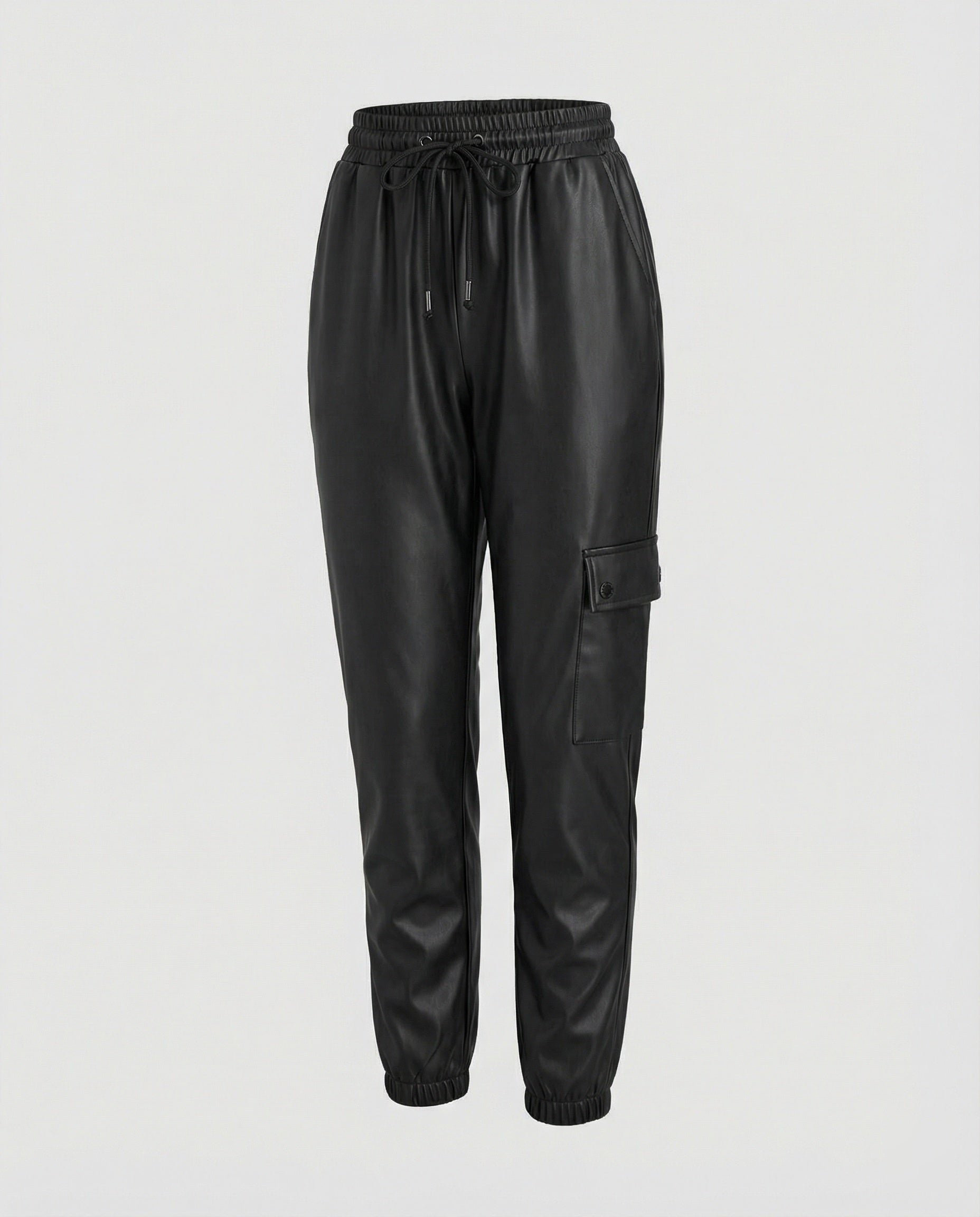 Damen Slim Fit Kunstlederhose