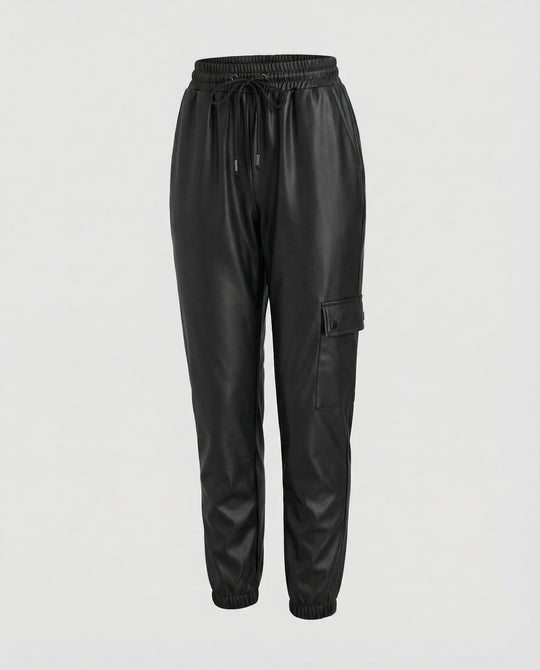 Damen Slim Fit Kunstlederhose