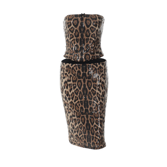 Damen Abendkleid mit trendigem Tiermotiv und Funkeleffekten R&B