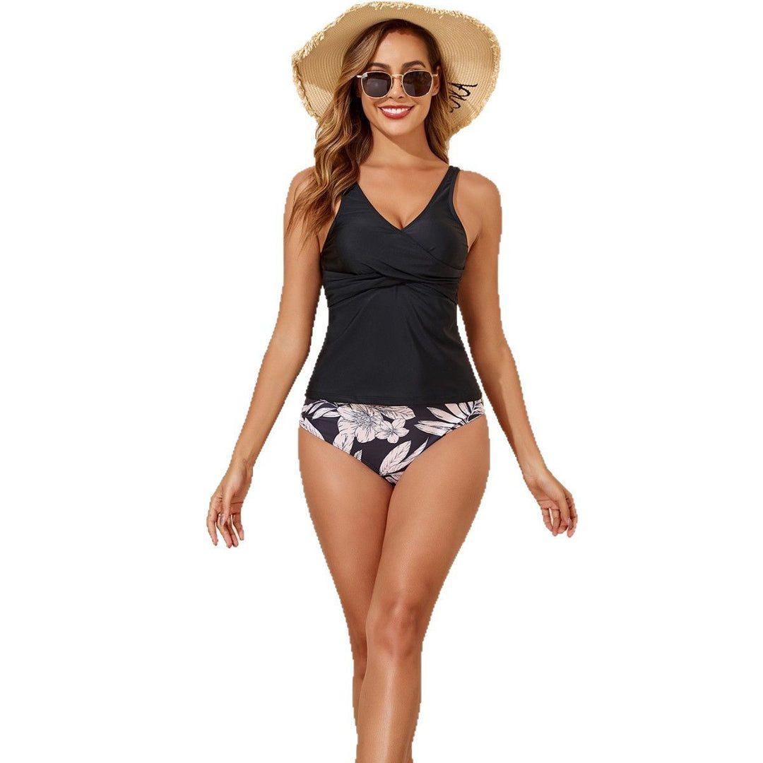 Damen Tankini mit floralem Hüftbereich und V-Ausschnitt R&B