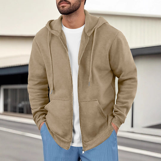 Herren lässige Kapuzenjacke mit atmungsaktivem Sweatstoff und praktischen Taschen R&B