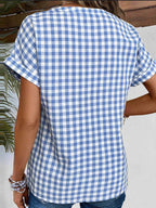 Damen Karobluse mit leichtem Baumwollstoff und modischem Button-Up-Design R&B