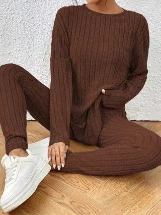 Damen Loungewear-Set mit geripptem Design und weitem Schnitt R&B