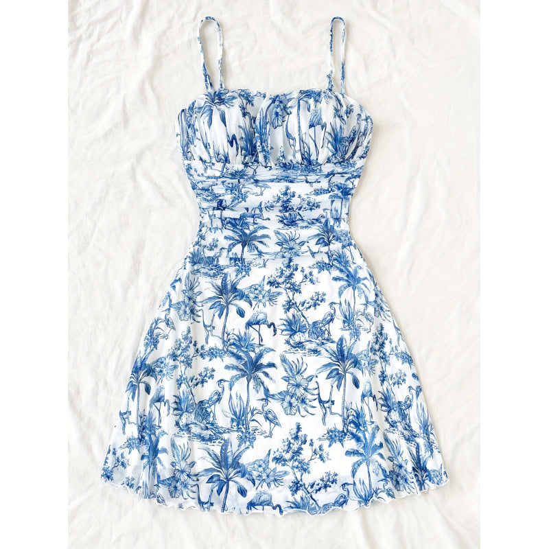 Damen Sommerliches Minikleid mit floralem Muster und Trägerdetails R&B